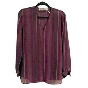 LOUBELLA Sheer Button Down‎ Blouse SIZE 12 PURPLE
